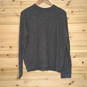 J. Crew Point Sur Waffled Button Back Mock Neck Sweater Gray Size XS Merino Wool